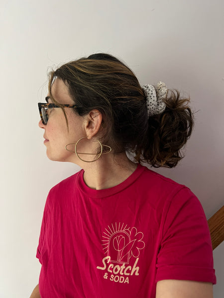 Brass Saturn Hoop Studs