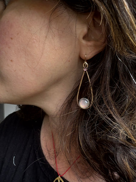 Aurora Opal Pendulum Pastel Goldfilled Drop Earrings