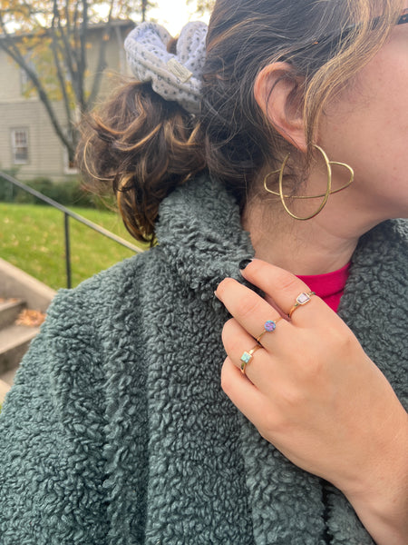 Brass Saturn Hoop Studs