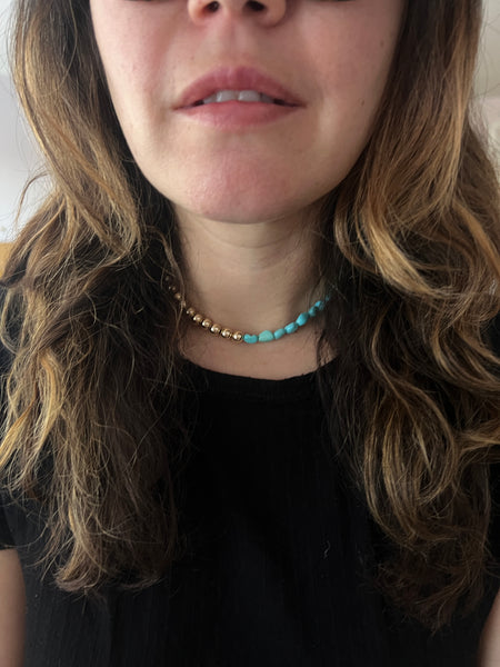 Half n Half Goldfilled and Turquoise Choker