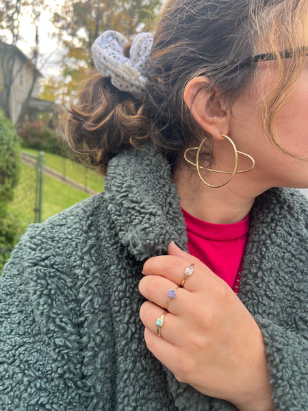 Brass Saturn Hoop Studs