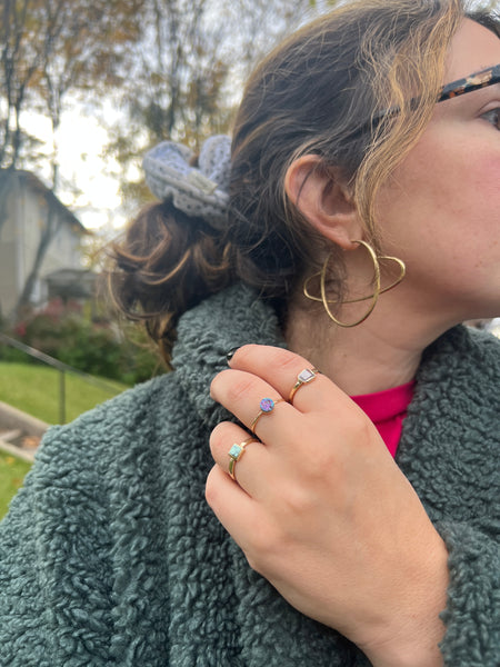 Brass Saturn Hoop Studs