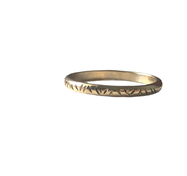 Fresh Cut Grass Wedding Bands in 14k Gold