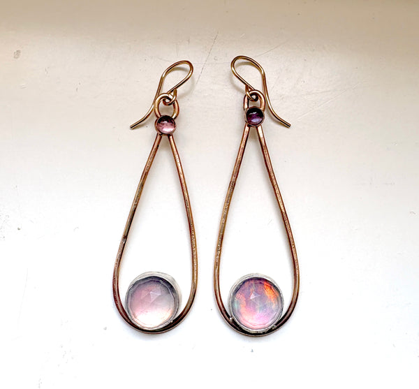 Aurora Opal Pendulum Pastel Goldfilled Drop Earrings