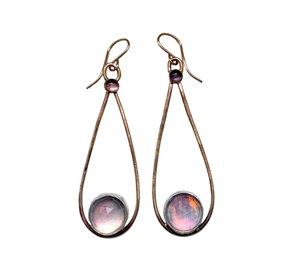 Aurora Opal Pendulum Pastel Goldfilled Drop Earrings