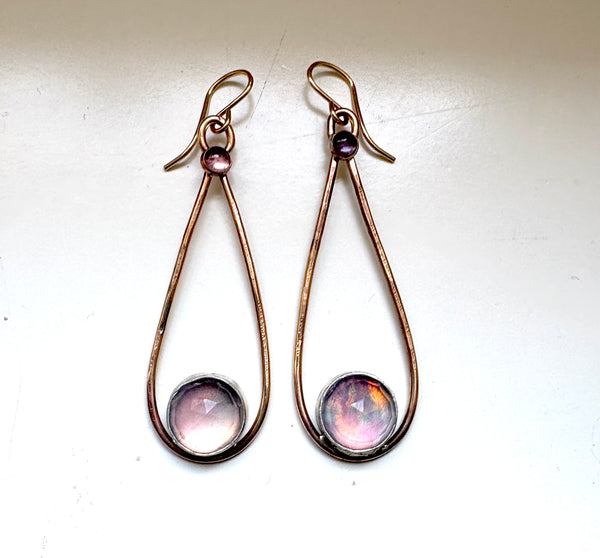 Aurora Opal Pendulum Pastel Goldfilled Drop Earrings