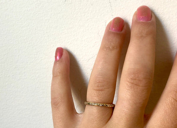 Fresh Cut Grass Wedding Bands in 14k Gold
