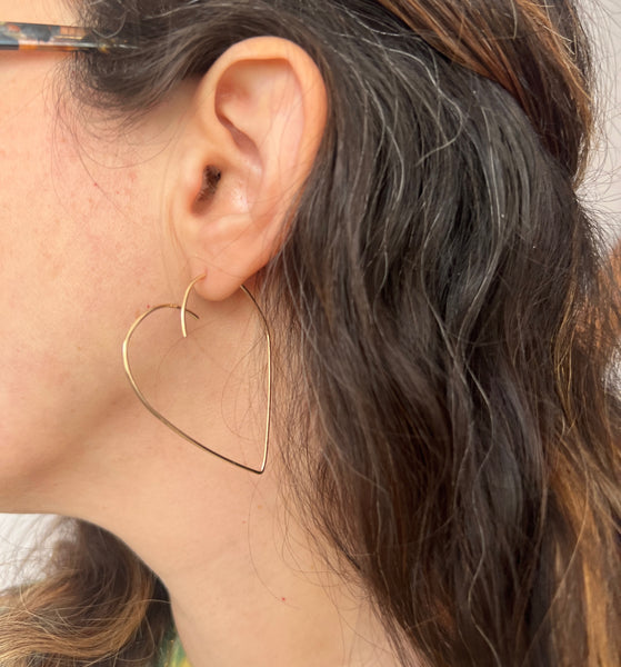 Open Overlapped Heart Ear Threader Hoops