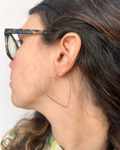 Open Overlapped Heart Ear Threader Hoops