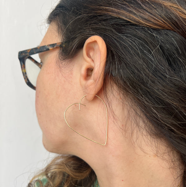 Open Overlapped Heart Ear Threader Hoops