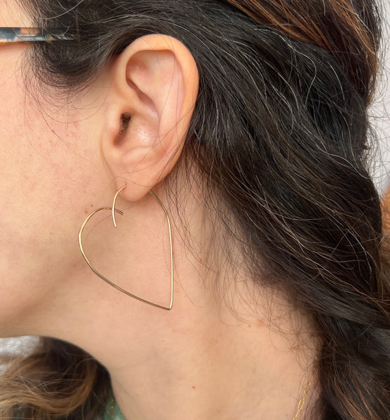 Open Overlapped Heart Ear Threader Hoops