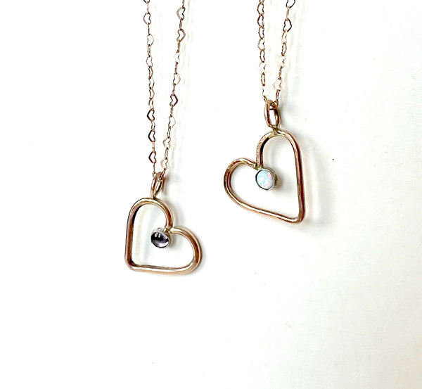 Custom Birthstone Heart Pendant