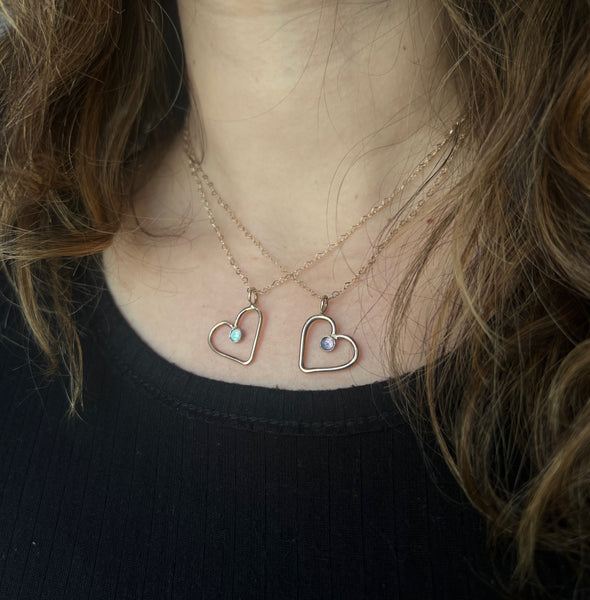 Custom Birthstone Heart Pendant