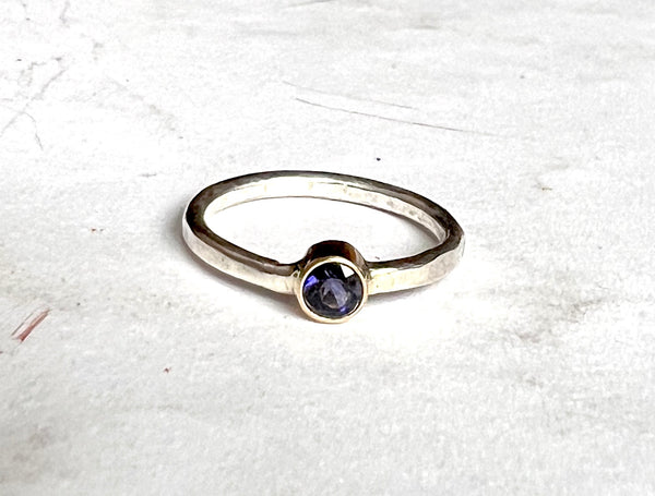 Iolite Ring in 14k gold and sterling silver