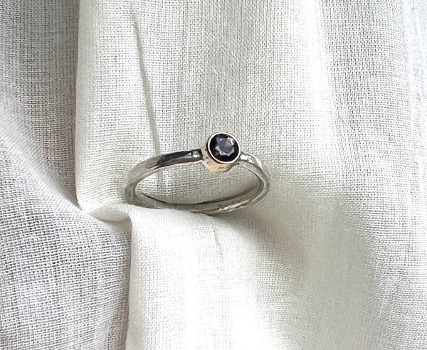 Iolite Ring in 14k gold and sterling silver