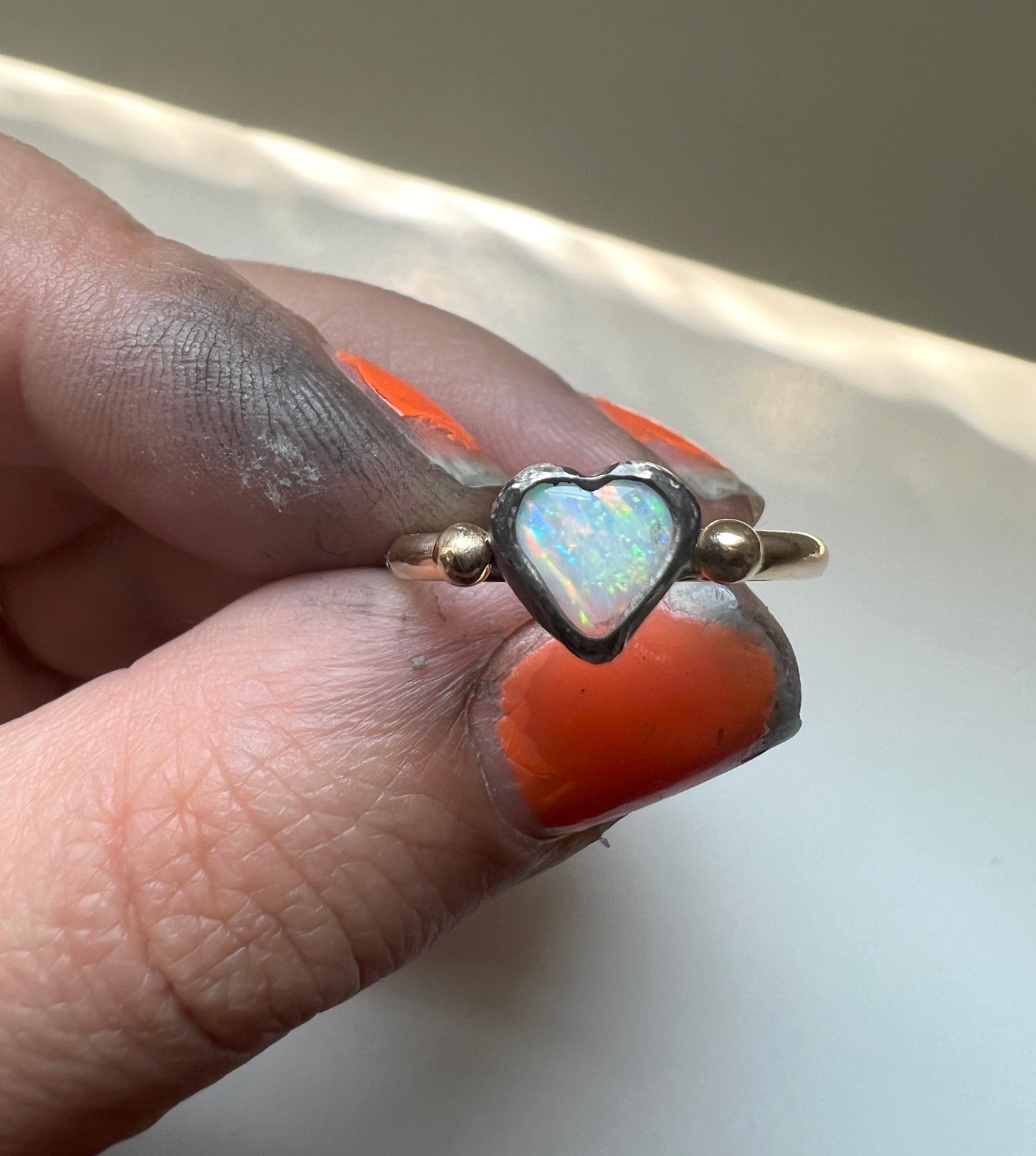 Opal Heart Ring