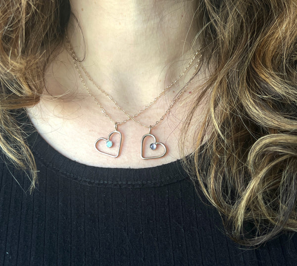Custom Birthstone Heart Pendant