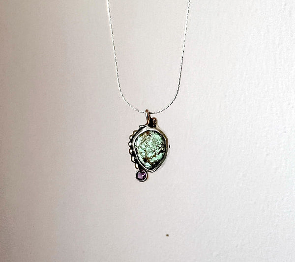 Handmade One of a Kind Turquoise Amethyst Pendant