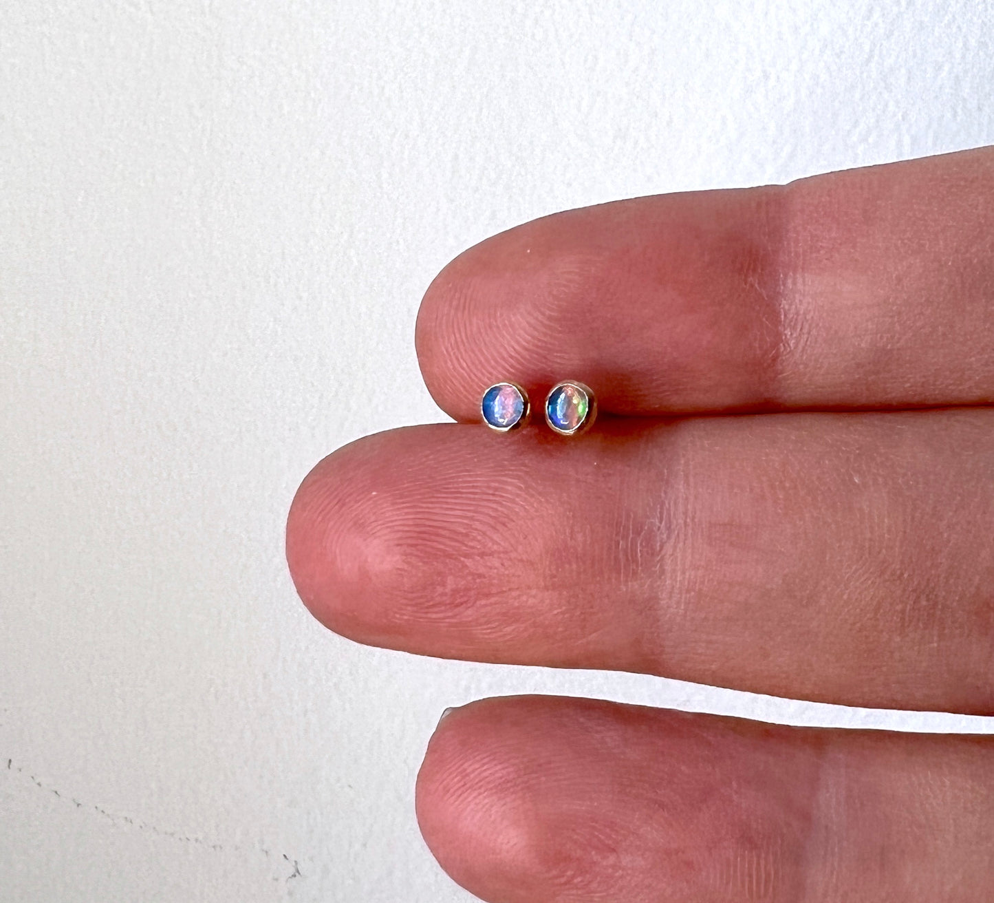 Tiny Genuine Opal Studs in 14k GoldFill