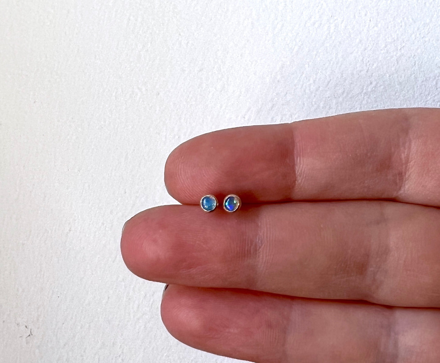 Tiny Genuine Opal Studs in 14k GoldFill