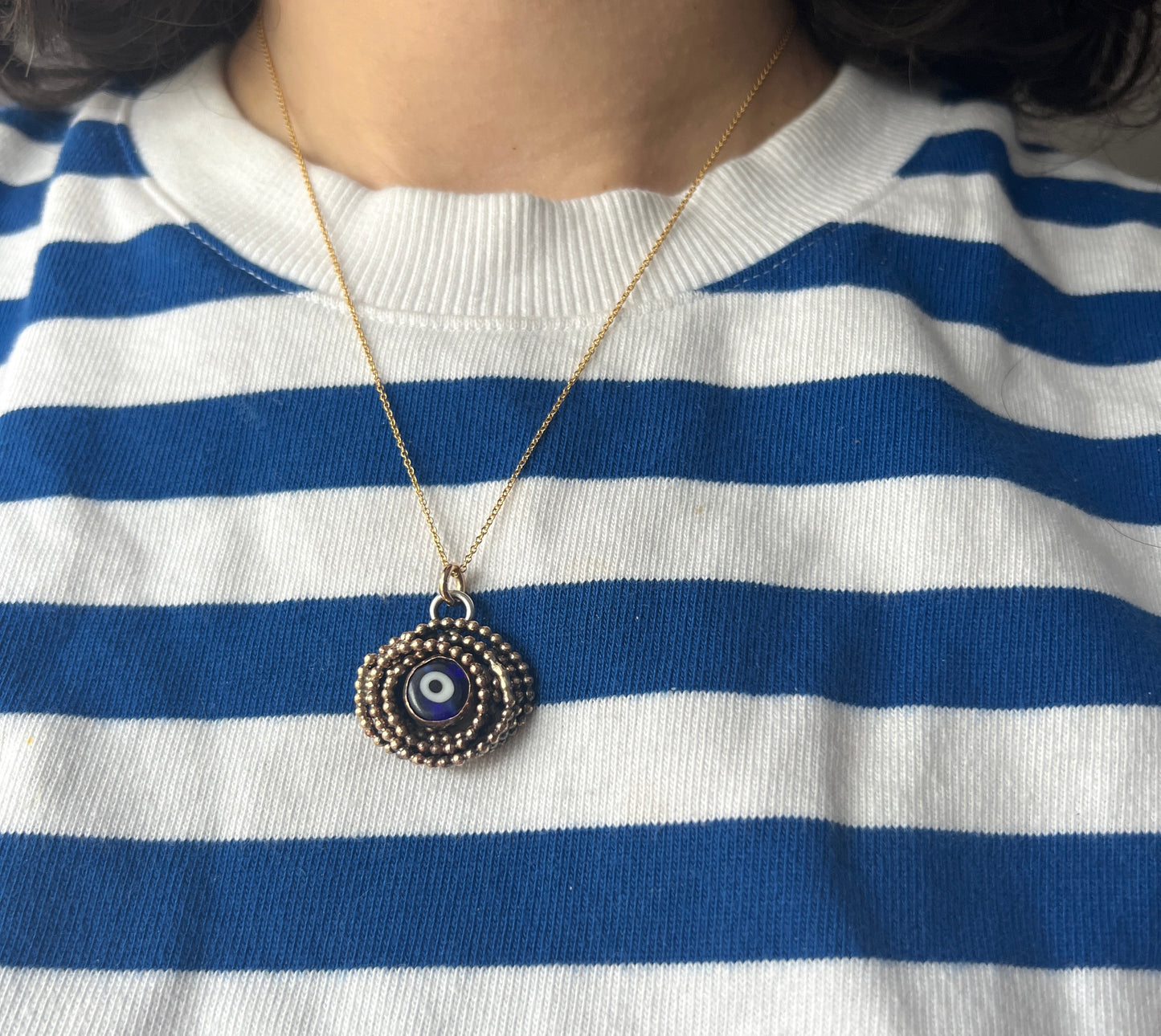 14k gold filled eye nest pendant