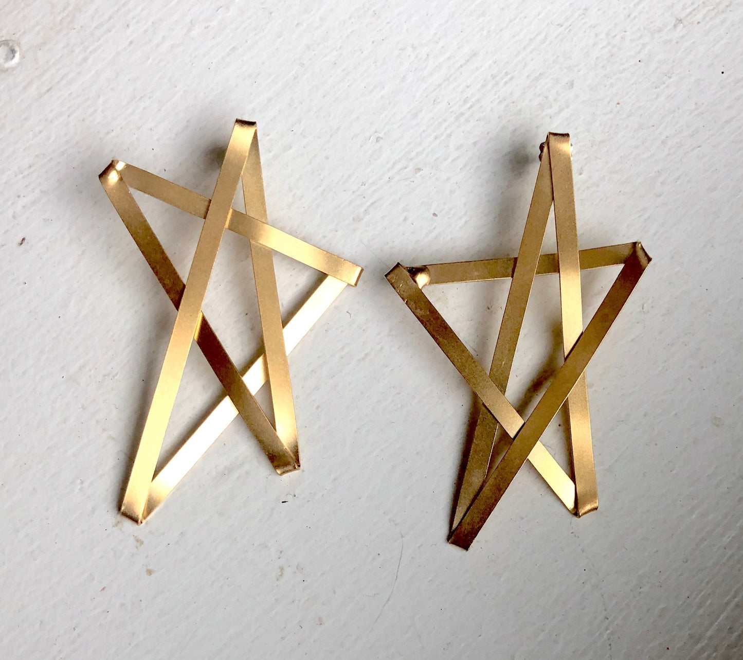 Oversized Lightweight 14k gold plated Folded 5-point Star Stud Earrings