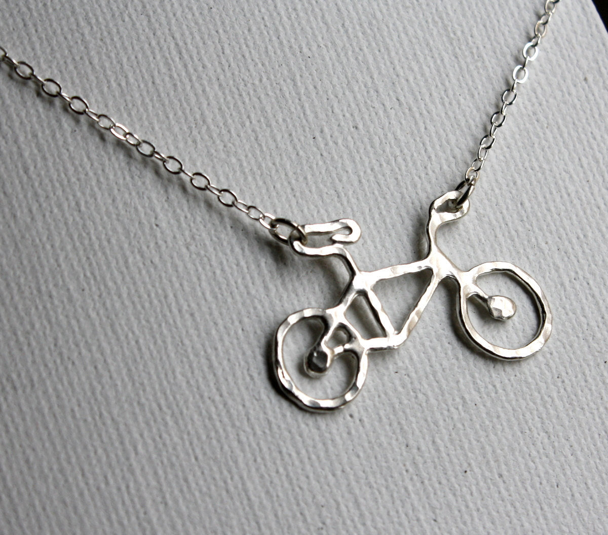 Tiny Sterling Silver Bike Pendant by Rachel Pfeffer