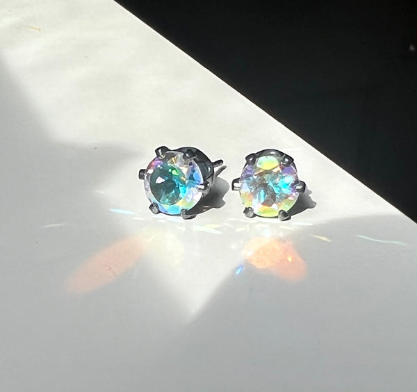 Prism Topaz Studs in Black Stilver