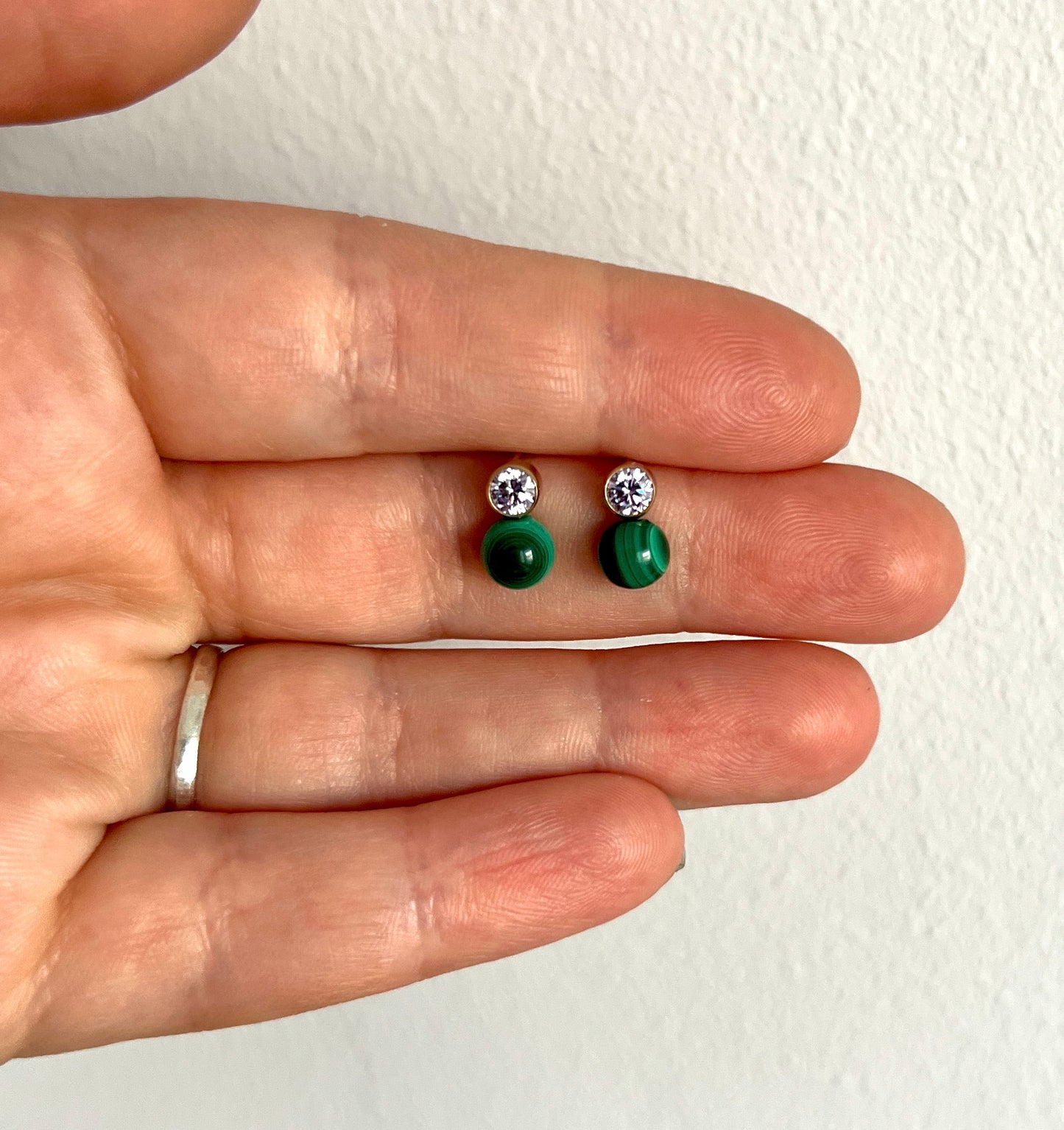 Lavender CZ and Malachite Pop Stud