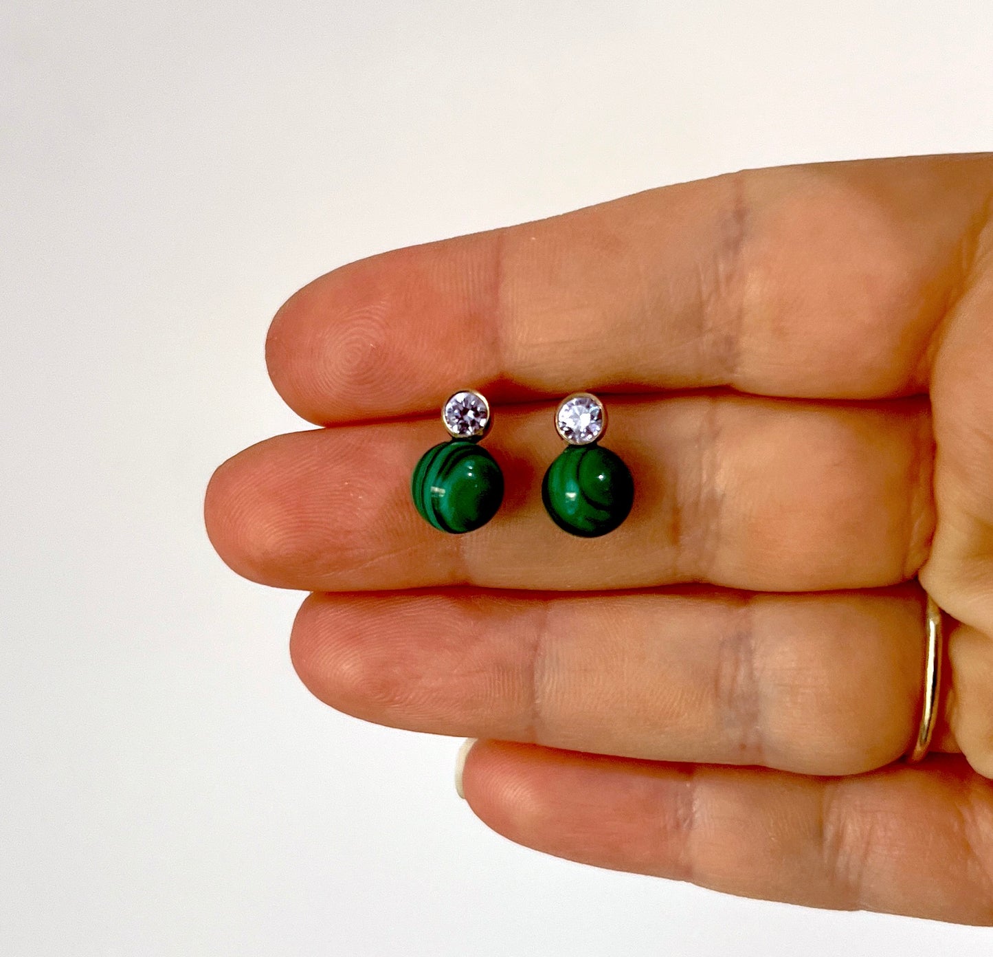 Lavender CZ and Malachite Pop Stud