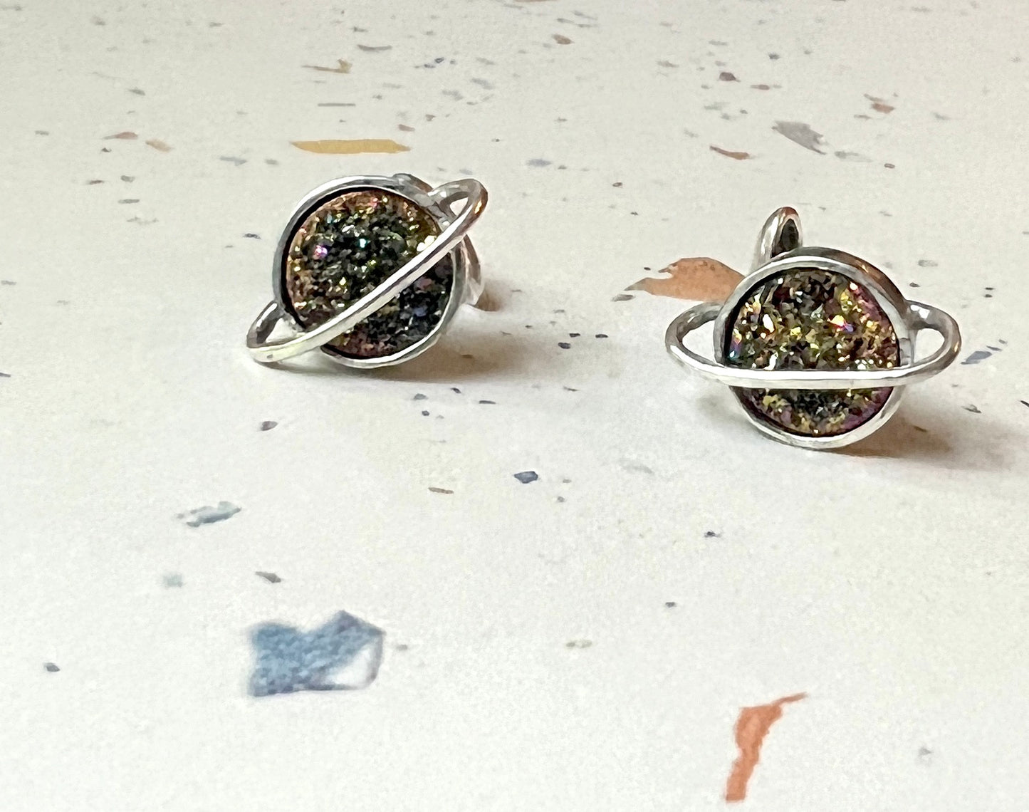 Druzy Saturn Cuff Links