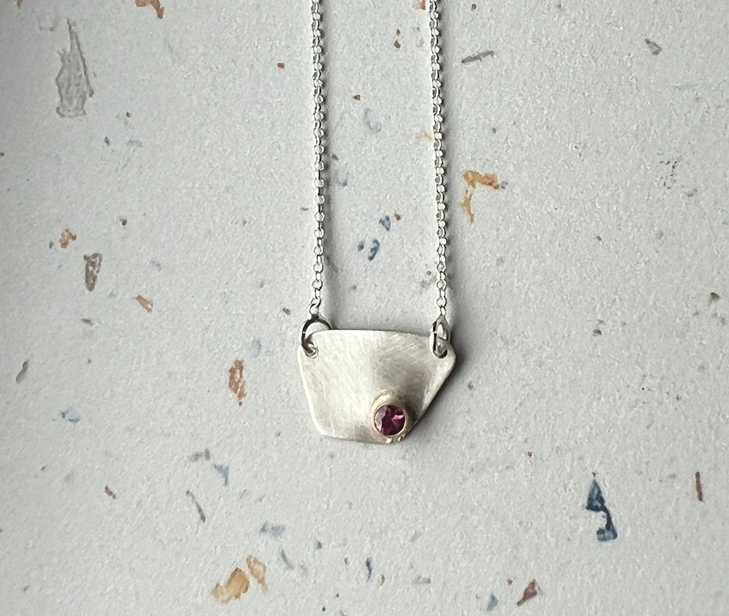 Sterling Silver and 14k Gold Trapezoid Necklace