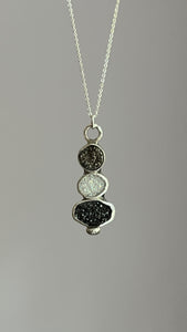 Rock Cairn Drusy Pendant - Gray Scale Balance Pendant Black White and Gray Druzy