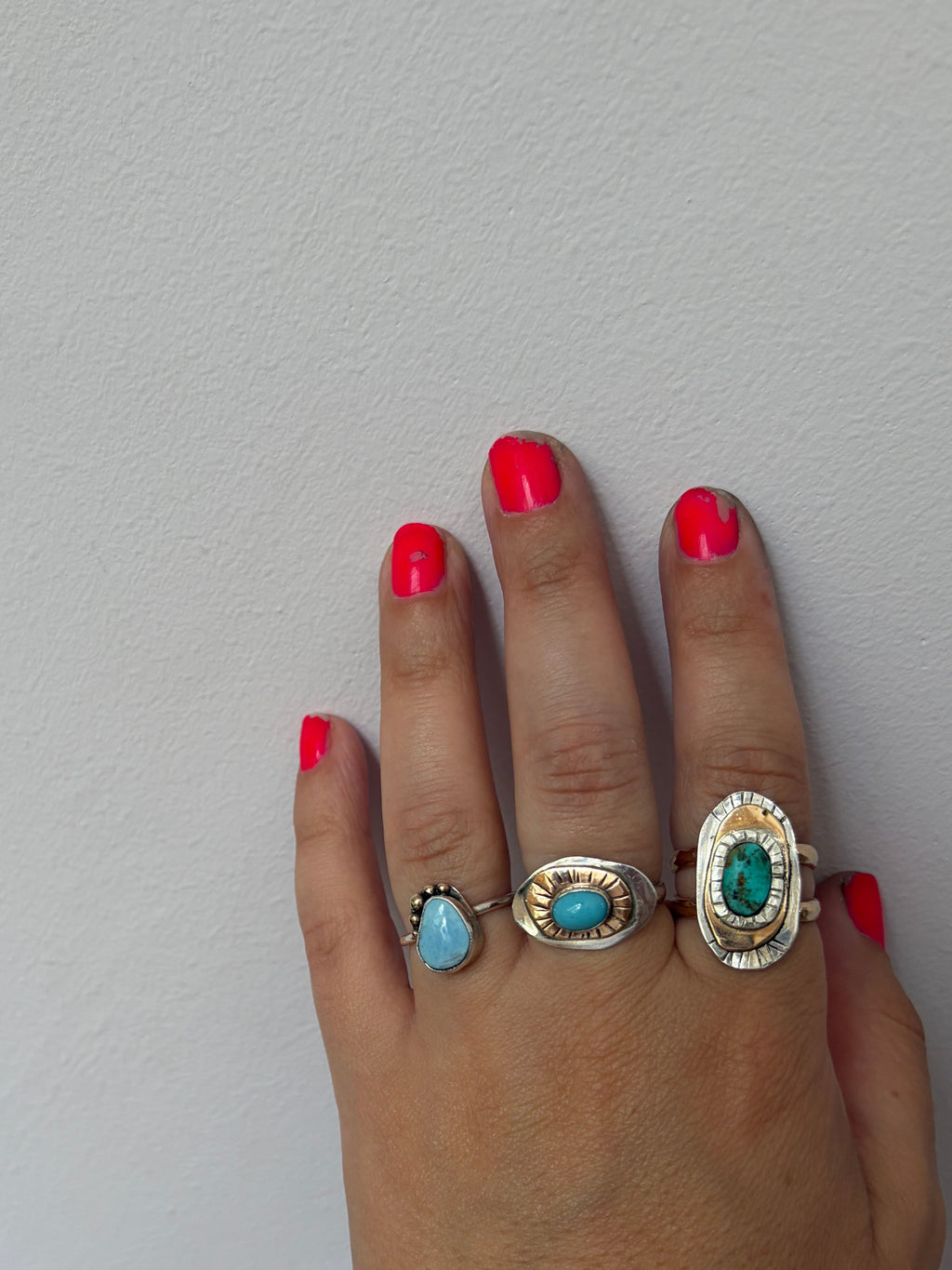 Turquoise Pebble Ring in Solid Gold and Sterling Silver