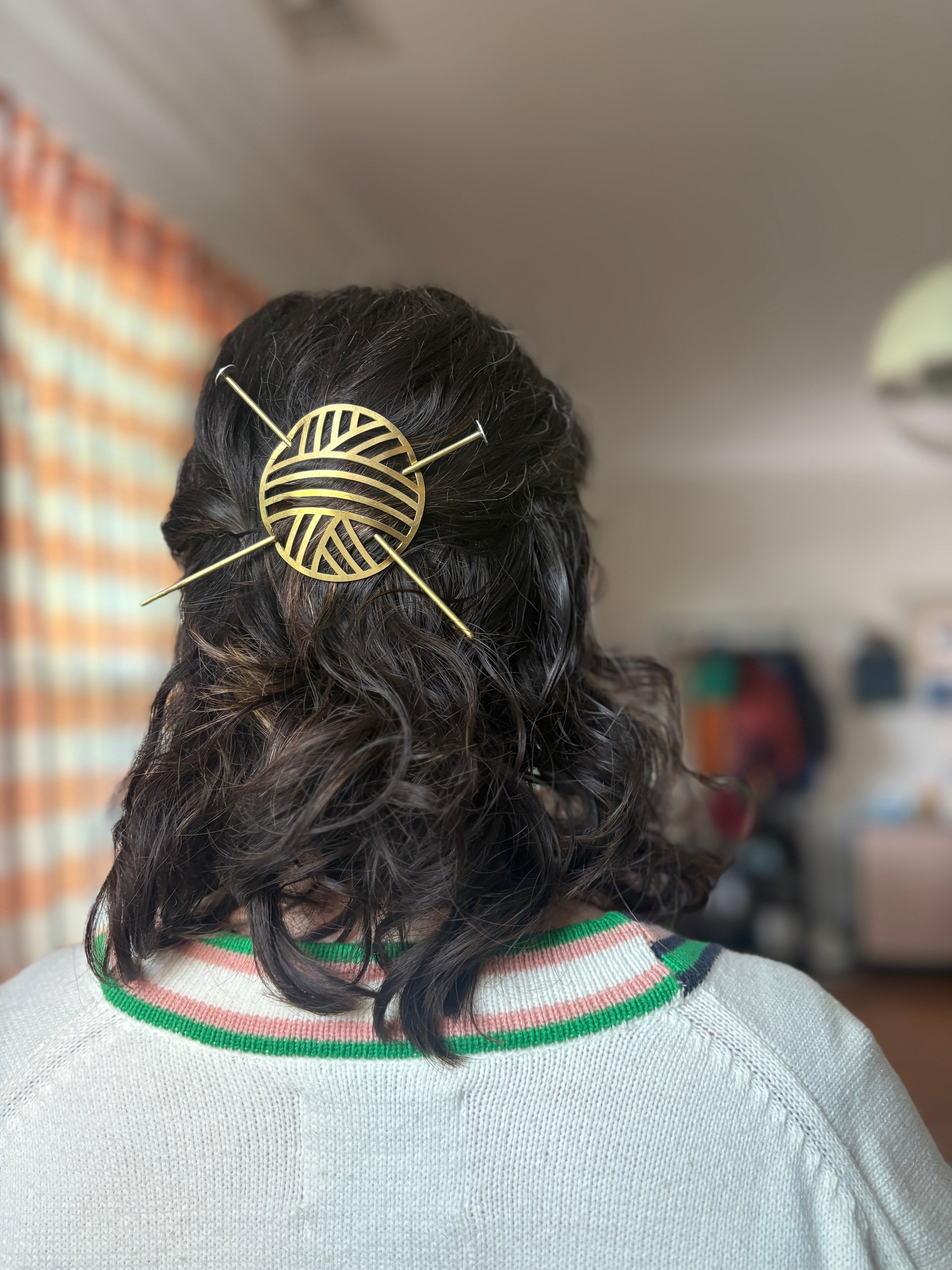 Knitting Needles and Yarn Ball Wool Ball Hair Pins Hair Slide