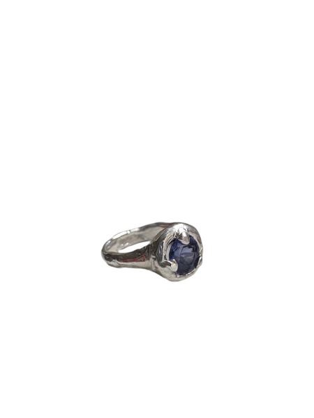 Molten Silver ring with Iolite