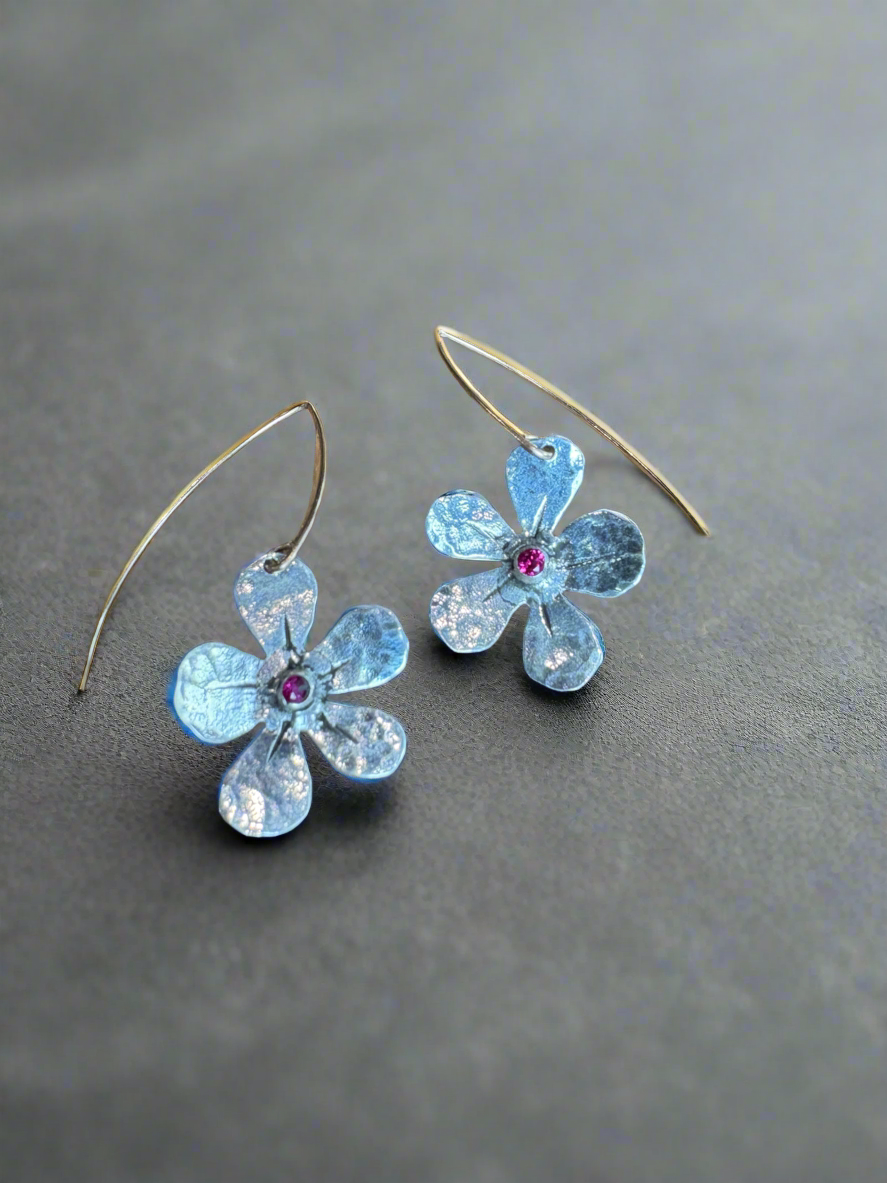 Sterling Silver Forget-Me-Not flower dangles