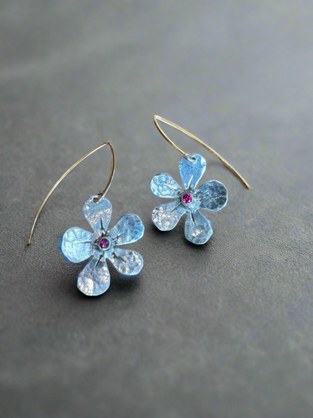 Sterling Silver Forget-Me-Not flower dangles