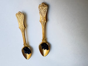 Brass caviar spoon earrings