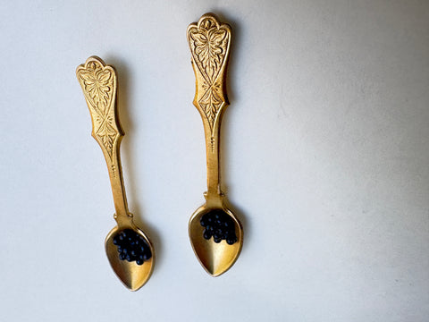 Brass caviar spoon earrings