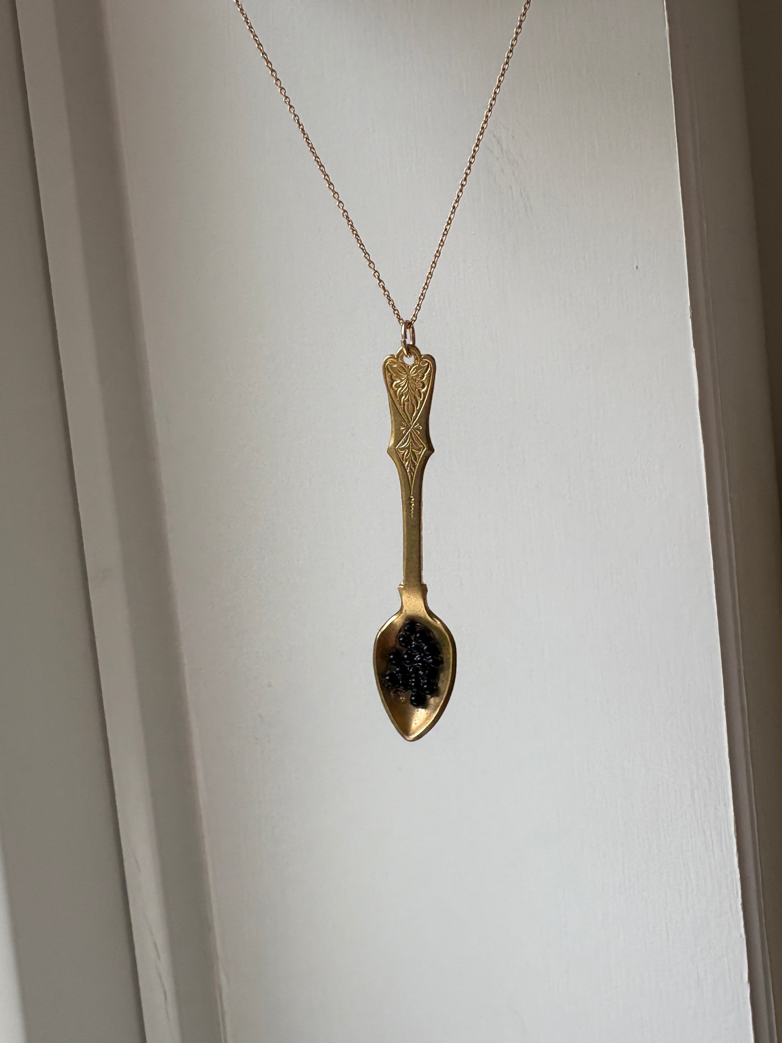 Brass caviar spoon earrings