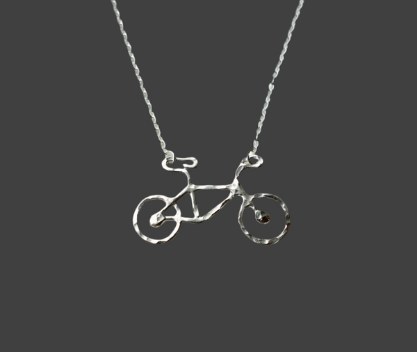 Tiny Sterling Silver Bike Pendant by Rachel Pfeffer