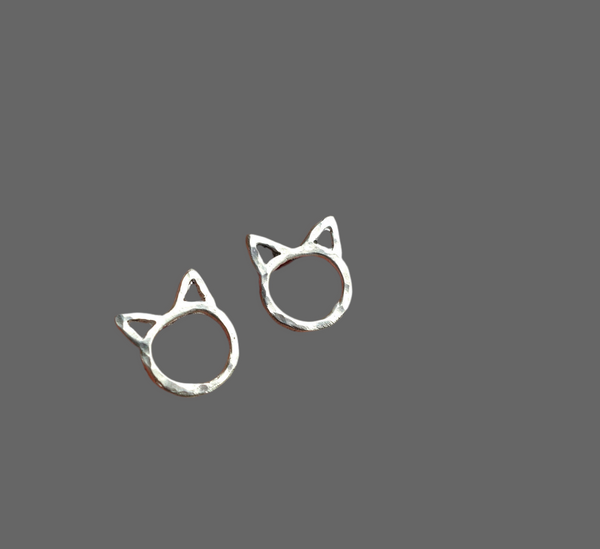 Tiny Cat Studs in Sterling or 14k Gold - Minimalist Cat Earrings Kittens Cat Lady Studs