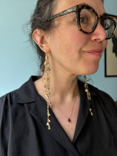 Star and Pearl Fringe Hoop Shoulder Dusters