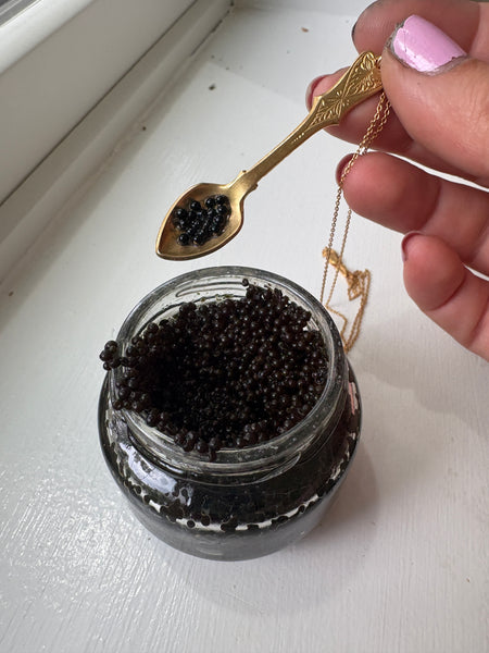 Brass caviar spoon earrings