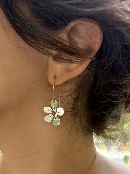 Sterling Silver Forget-Me-Not flower dangles