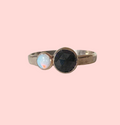 Black and White Ring Black Rosecut Diamond and Australian Opal Alternative Engagement Ring handmade