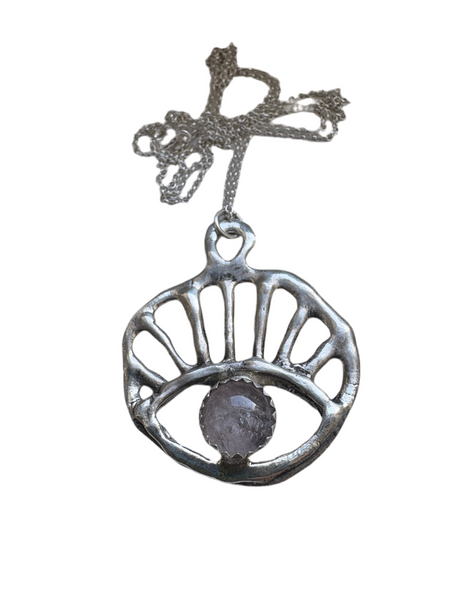 Sun Reyes Pendant in sterling silver with rose quartz handmade