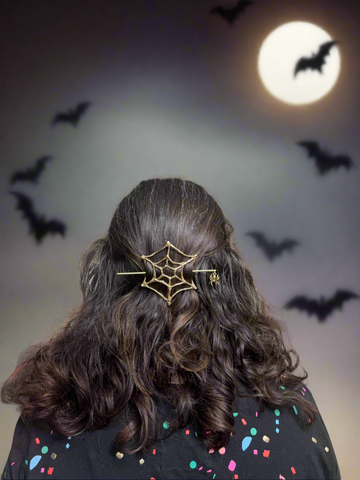Spooky Season Spiderweb Hairslide Hairpin Hairclip handmade in Brass
