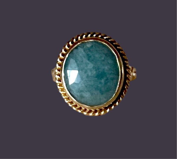 Solid Gold Rescued Vintage Aquamarine Ring